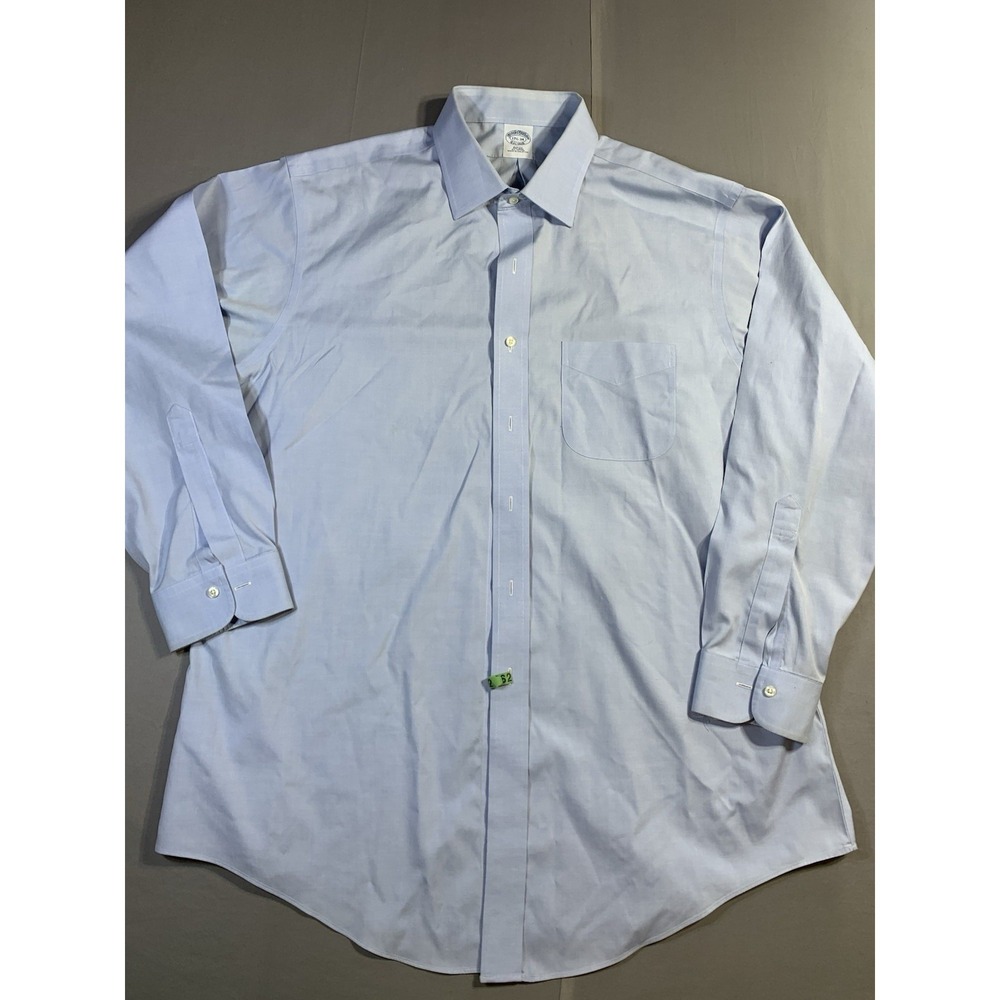 Brooks Brothers Mens 17 1/2 Slim Fit Light Blue Non-Iron Cotton Dress Shirt